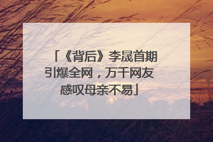 《背后》李晟首期引爆全网，万千网友感叹母亲不易