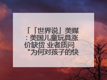 「世界说」美媒：美国儿童玩具涨价缺货 业者质问“为何对孩子的快乐征税？”