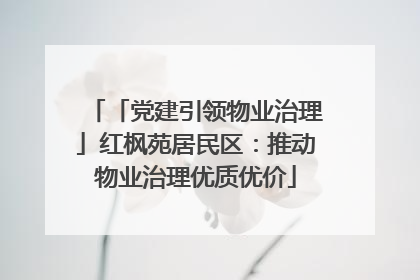 「党建引领物业治理」红枫苑居民区：推动物业治理优质优价