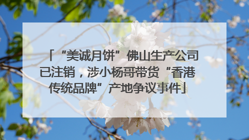 “美诚月饼”佛山生产公司已注销，涉小杨哥带货“香港传统品牌”产地争议事件