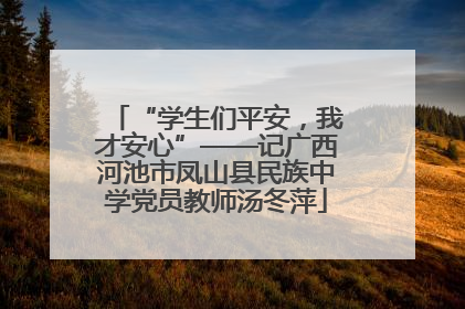 “学生们平安，我才安心”——记广西河池市凤山县民族中学党员教师汤冬萍