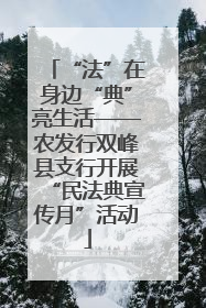 “法”在身边“典”亮生活——农发行双峰县支行开展“民法典宣传月”活动