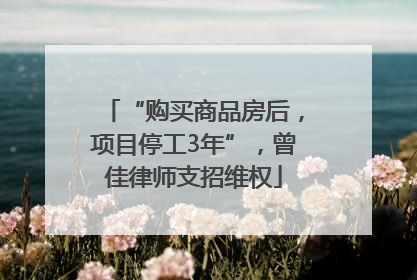 “购买商品房后，项目停工3年”，曾佳律师支招维权