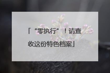 “零执行”！请查收这份特色档案