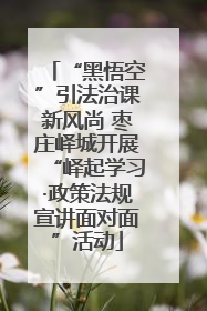 “黑悟空”引法治课新风尚 枣庄峄城开展“峄起学习·政策法规宣讲面对面”活动