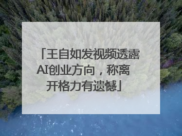 王自如发视频透露AI创业方向，称离开格力有遗憾