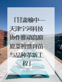 甘肃榆中—天津宁河科技协作推动高原夏菜智慧育苗与品种革新工程