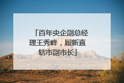 百年央企副总经理王秀峰，履新直辖市副市长
