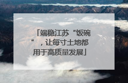 端稳江苏“饭碗”，让每寸土地都用于高质量发展