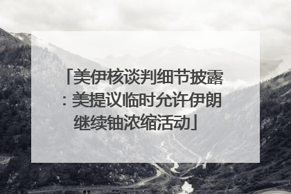 美伊核谈判细节披露：美提议临时允许伊朗继续铀浓缩活动
