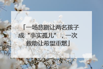 一场悲剧让两名孩子成“事实孤儿”，一次救助让希望重燃