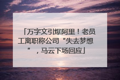万字文引爆阿里！老员工离职称公司“失去梦想”，马云下场回应