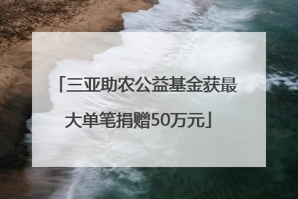 三亚助农公益基金获最大单笔捐赠50万元