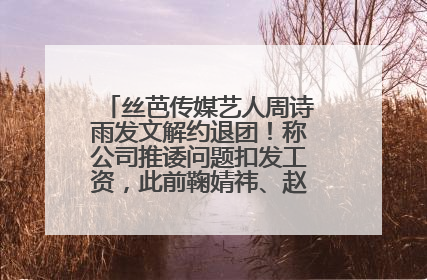 丝芭传媒艺人周诗雨发文解约退团！称公司推诿问题扣发工资，此前鞠婧祎、赵粤等多名艺人解约