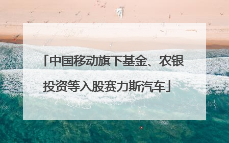 中国移动旗下基金、农银投资等入股赛力斯汽车
