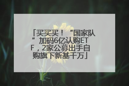 买买买！“国家队”加码6亿认购ETF，2家公募出手自购旗下新基千万