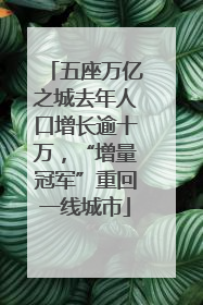 五座万亿之城去年人口增长逾十万，“增量冠军”重回一线城市