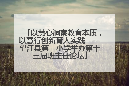 以慧心洞察教育本质，以慧行创新育人实践——望江县第一小学举办第十三届班主任论坛