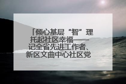 倾心基层“智”理 托起社区幸福——记全省先进工作者、新区文曲中心社区党委书记董世弘