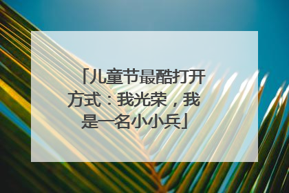儿童节最酷打开方式：我光荣，我是一名小小兵