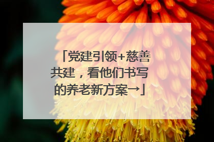 党建引领+慈善共建，看他们书写的养老新方案→