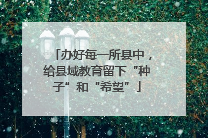 办好每一所县中，给县域教育留下“种子”和“希望”