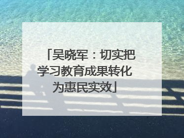吴晓军：切实把学习教育成果转化为惠民实效