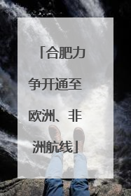 合肥力争开通至欧洲、非洲航线
