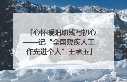 心怀暖阳助残写初心——记“全国残疾人工作先进个人”王承玉