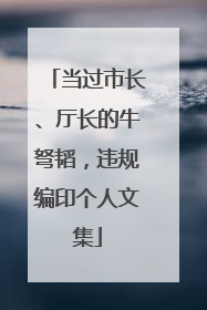 当过市长、厅长的牛弩韬，违规编印个人文集