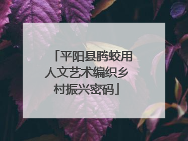 平阳县腾蛟用人文艺术编织乡村振兴密码