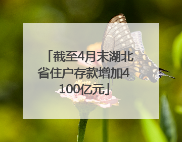 截至4月末湖北省住户存款增加4100亿元