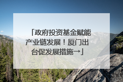 政府投资基金赋能产业链发展！厦门出台促发展措施→