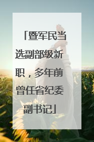 暨军民当选副部级新职，多年前曾任省纪委副书记