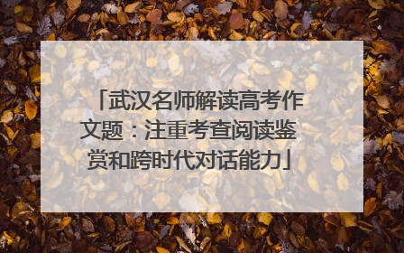 武汉名师解读高考作文题：注重考查阅读鉴赏和跨时代对话能力