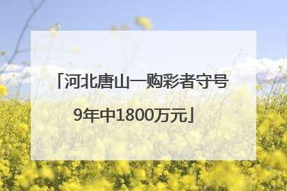 河北唐山一购彩者守号9年中1800万元