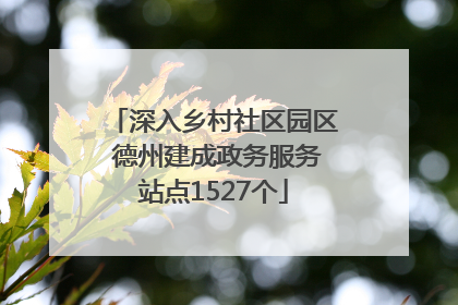 深入乡村社区园区 德州建成政务服务站点1527个