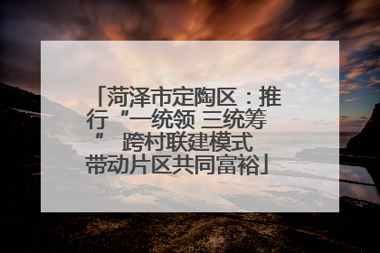 菏泽市定陶区：推行“一统领 三统筹” 跨村联建模式 带动片区共同富裕