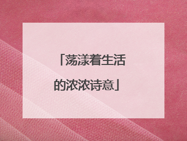 荡漾着生活的浓浓诗意