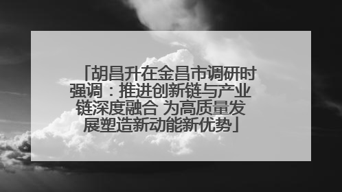 胡昌升在金昌市调研时强调：推进创新链与产业链深度融合 为高质量发展塑造新动能新优势
