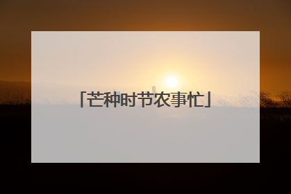 芒种时节农事忙
