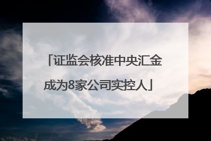 证监会核准中央汇金成为8家公司实控人