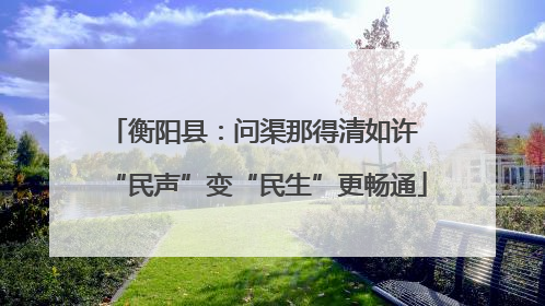 衡阳县：问渠那得清如许 “民声”变“民生”更畅通