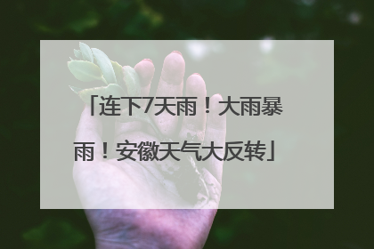 连下7天雨！大雨暴雨！安徽天气大反转