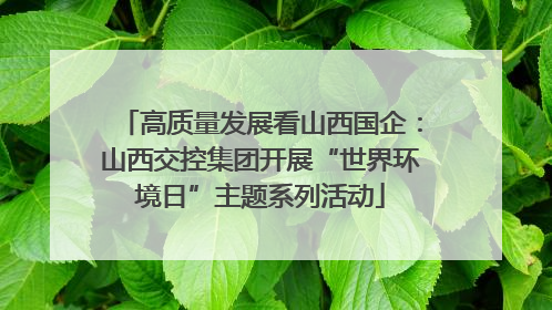 高质量发展看山西国企：山西交控集团开展“世界环境日”主题系列活动