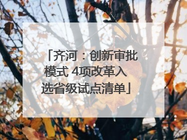 齐河：创新审批模式 4项改革入选省级试点清单