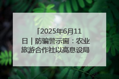 2025年6月11日｜防骗警示窗：农业旅游合作社以高息设局，集资380万