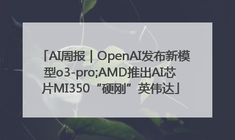 AI周报｜OpenAI发布新模型o3-pro;AMD推出AI芯片MI350“硬刚”英伟达